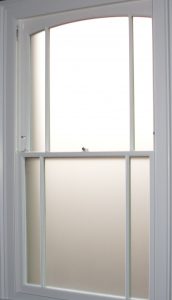 Satin obscured sash window